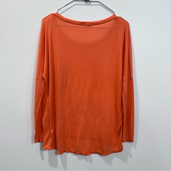 LA Made Long Sleeve Modal Drop Shoulder Top / Coral / S - Picture 4 of 10
